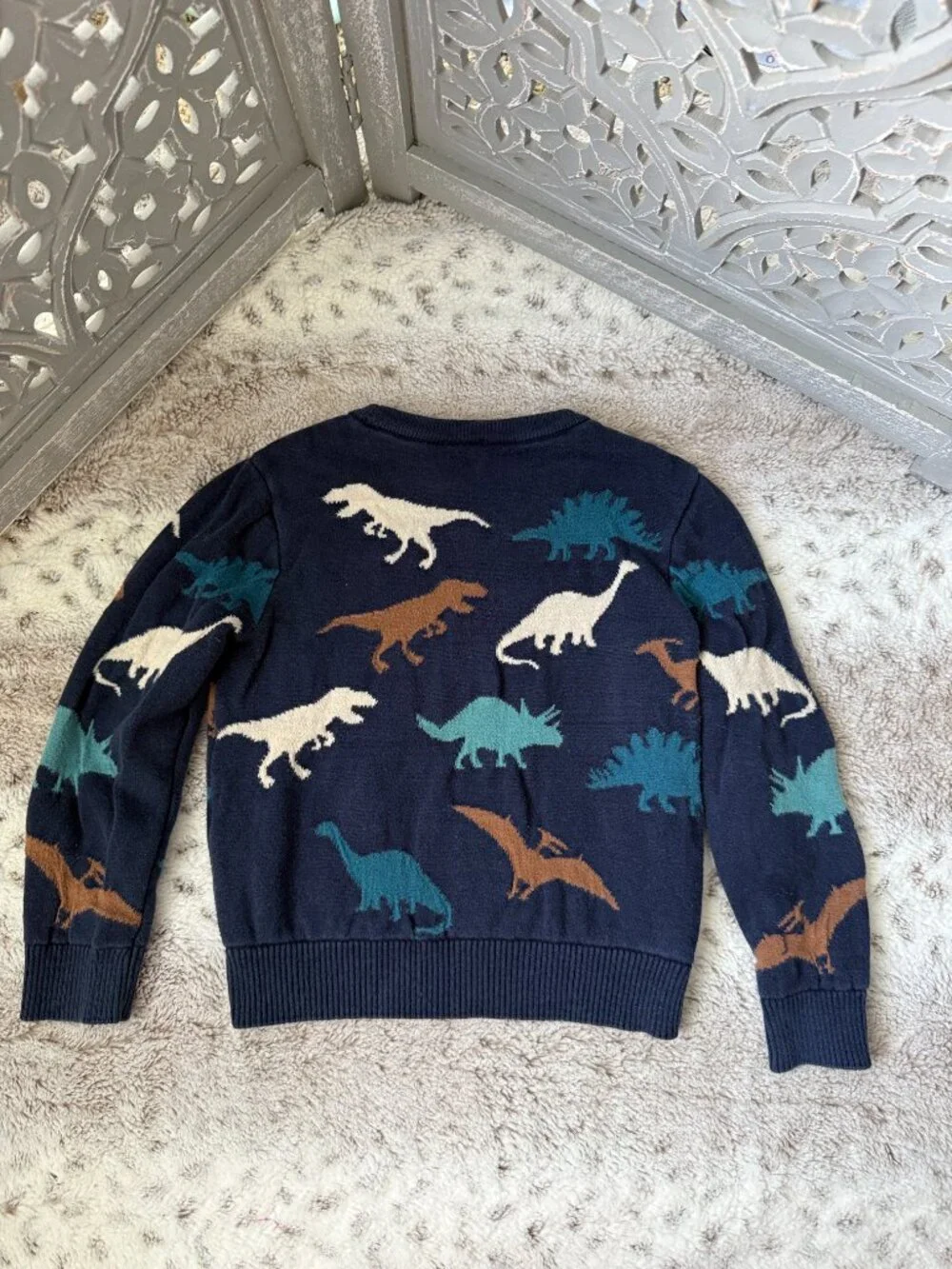 The Children's Place navy dinosaur sweater boys 4T preppy preschool winter